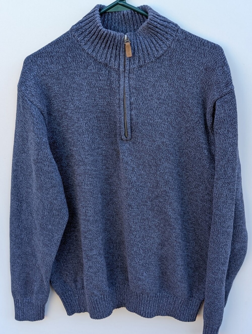 St. John's Bay Marl Blue Men's Quarter-Zip Pullover Sweater Size Large